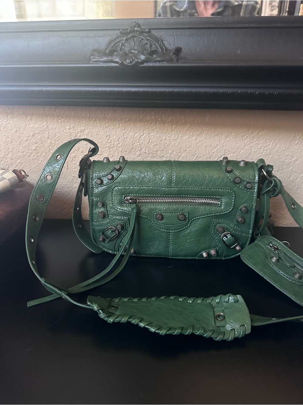 Balenciaga Green Leather Crossbody Bag